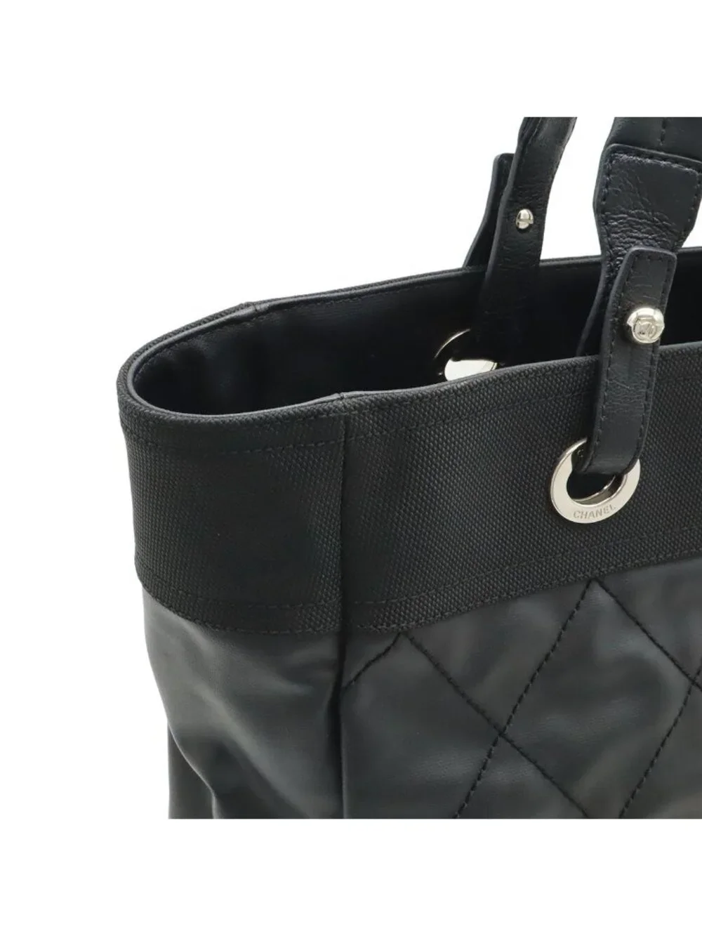 Chanel Paris Biarritz Tote MM Black Silver